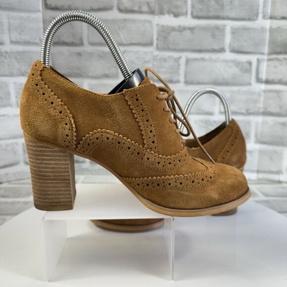 Steve Madden Omyra Women's Size 7.5 Brown Suede Oxford Block Heel Lace Up Bootie - Picture 3 of 12